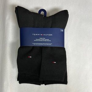 New Tommy Hilfiger Socks Men’s 5 Pairs Black Cushion Crew Socks Athletic Casual